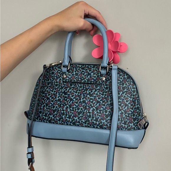 Coach Blue Satchel with Floral Charm - Picture 3 of 5